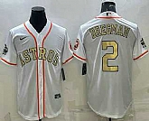 Men's Houston Astros #2 Alex Bregman White Gold 2022 World Series Champions Stitched Cool Base Nike Jersey,baseball caps,new era cap wholesale,wholesale hats